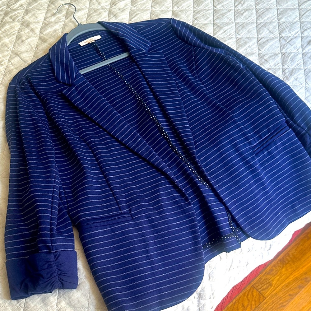 Skies Are Blue Navy and White Striped Jacket (Anthropologie)
